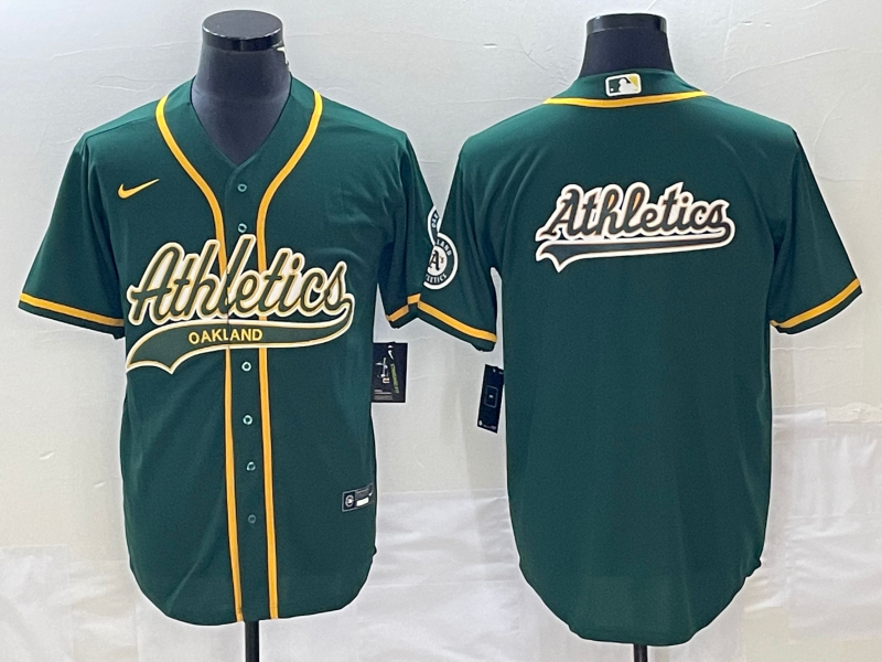 Men's Oakland Athletics Green Team Big Logo Cool Base Stitched Baseball Jersey 002 Men's Oakland Athletics Green Team Big Logo Cool Base Stitched Baseball Jersey 002